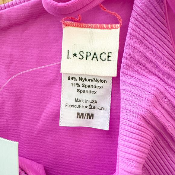 L Space Bikini Bottom Medium Bright Fuchsia Lennox Ribbed Y2K Barbiecore Beach - Picture 5 of 6